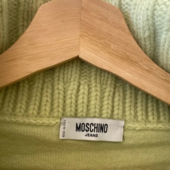 Moschino || Angora Blend Turtleneck Knit Sweater Light Green US 10 - Picture 3 of 9